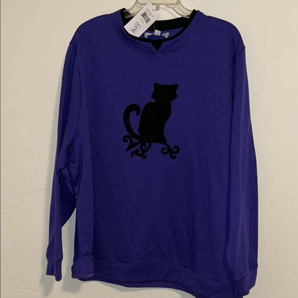 Liberty Lane 3x Black Cat Theme Halloween Polyester Cotton Blend Sweatshirt - Picture 2 of 12